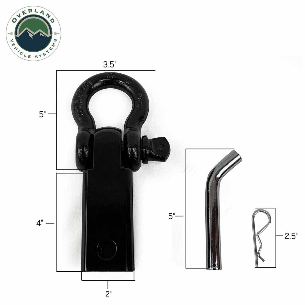 Receiver Mount Recovery Shackle 3/4" 4.75 Ton Rated Black Universal -  19109901