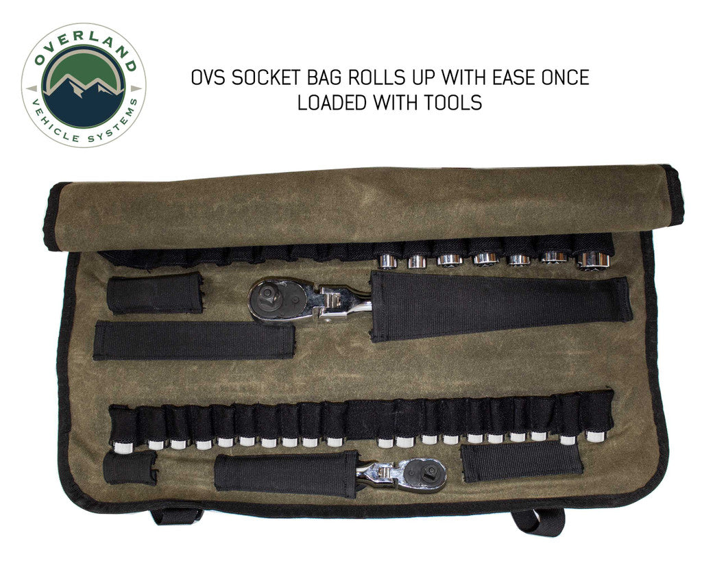 Rolled Bag Socket Organizer With Handle And Straps - #16 Waxed Canvas Universal - 21089941