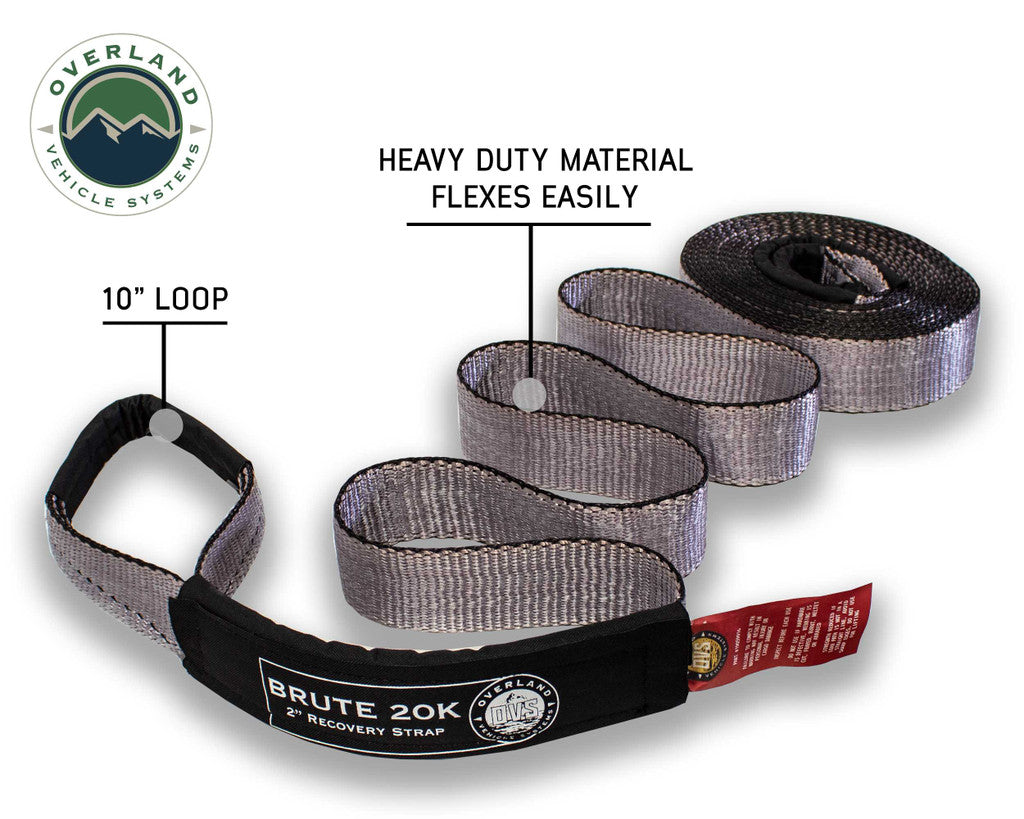 Tow Strap 20,000 lb. 2" x 30' Gray With Black Ends & Storage Bag - 19059916