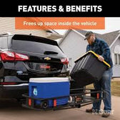 60" x 20" Black Steel Basket Cargo Carrier (Folding 2" Shank, 500 lbs.) #18151