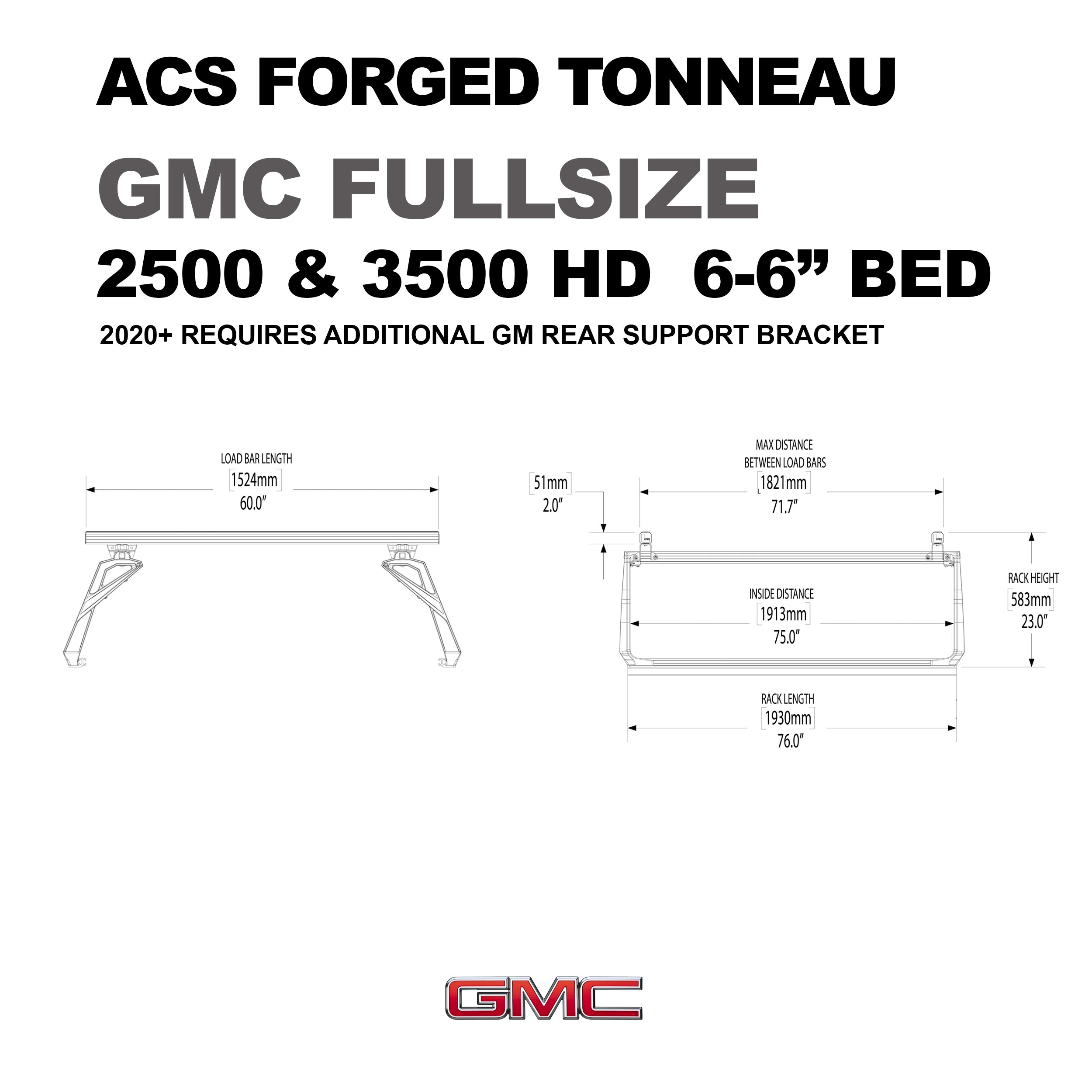 ACS FORGED TONNEAU - RAILS ONLY - GMC