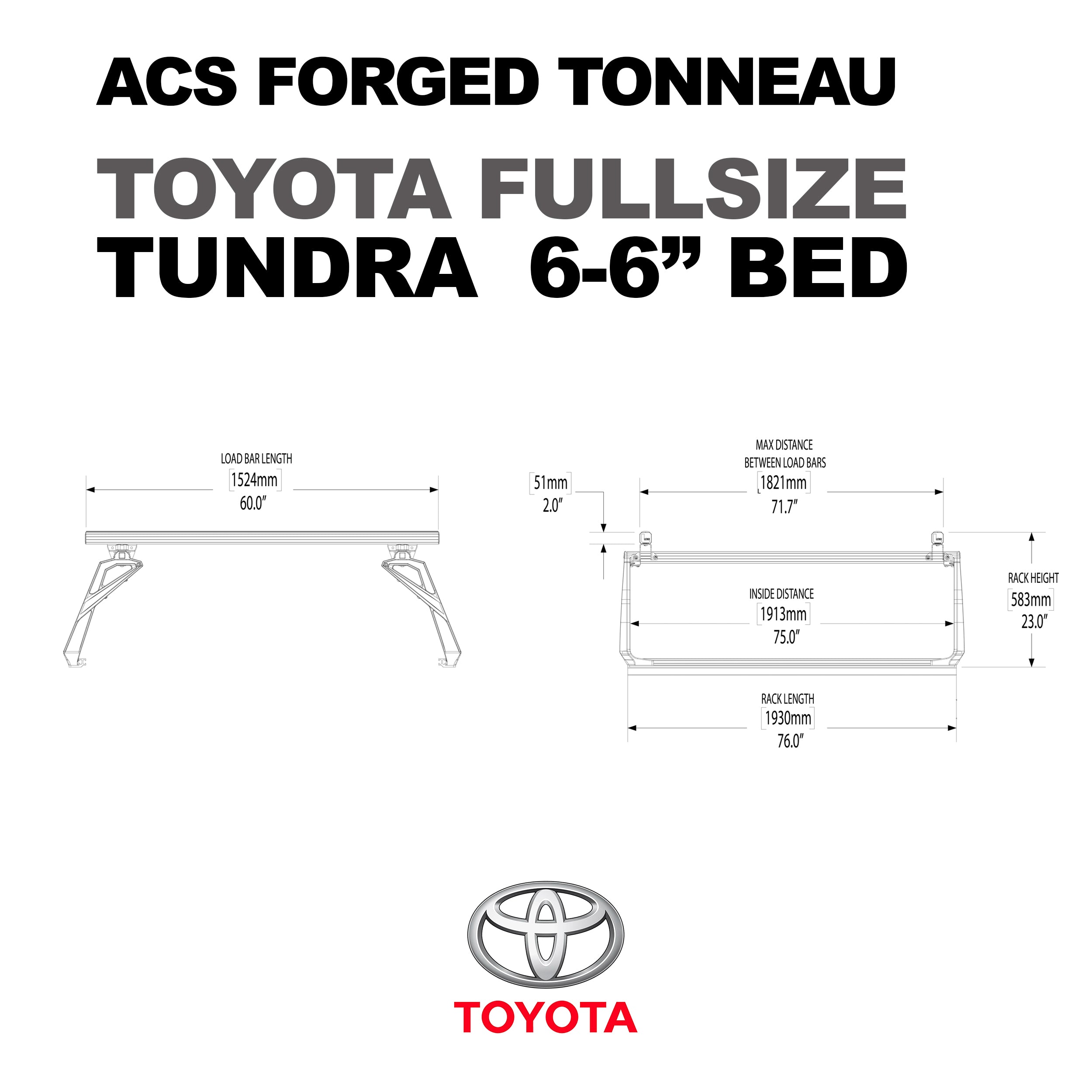 ACS FORGED TONNEAU - RAILS ONLY - Toyota