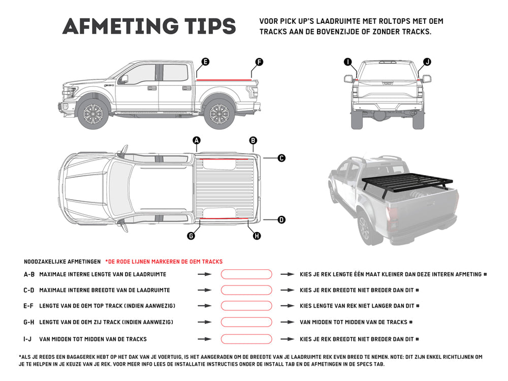 Pickup Truck Slimline II Load Bed Rack Kit / 1475(W) x 1560(L) - KRLB012T