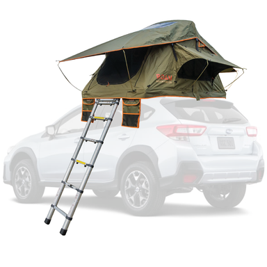 Vagabond Lite Rooftop Tent in Forest Green Hyper Orange on a Subaru Crosstrek